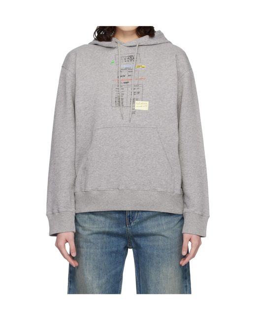 MM6 by Maison Margiela Gray Unbrushed Long-Sleeve Hooded Sweatshirt