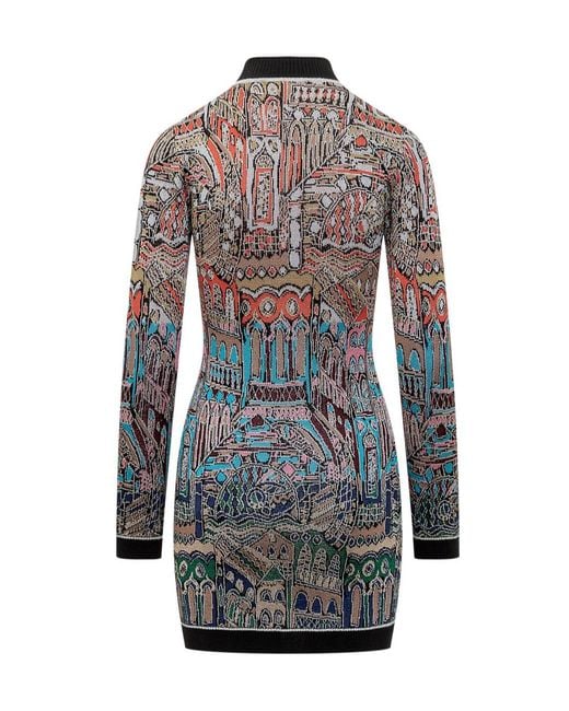 Missoni Multicolor Jacquard Knitted Jumper Dress