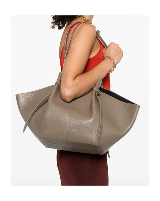 Yuzefi Gray Double-Handled Shoulder Bag