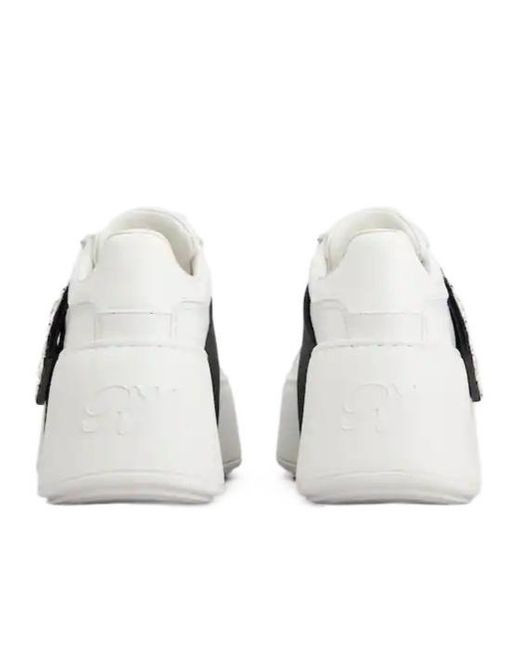 Roger Vivier White Viv' Skate Embellished Sneakers