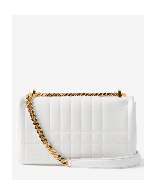 Burberry White Small Tb Monogram Plaque Lola Bag