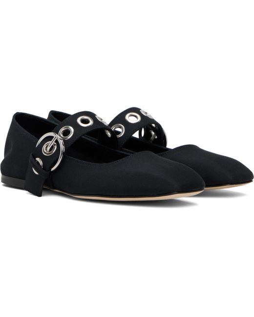 Aeyde Black Uma Eyelet Mary Jane Ballet Flats