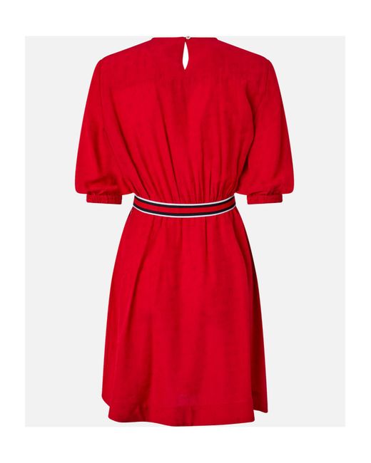 Pinko Red Puff-Sleeve Belted Mini Dress