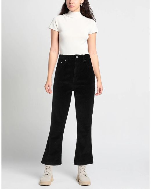 Ganni Black High-Waisted Corduroy Flared Casual Pants