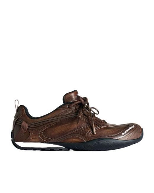 Balenciaga Brown Radar Leather Sneaker for men