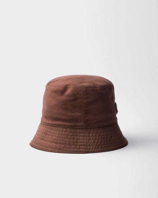 Prada Brown Triangle-Logo Bucket Hat for men