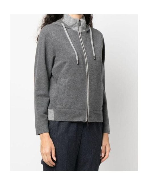 Peserico Gray Zipped Hooded Jacket