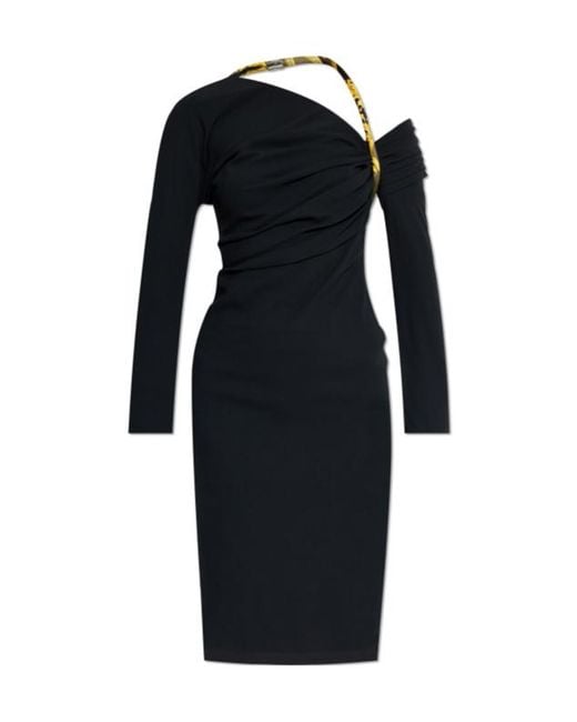Versace Black Cut-Out Detailed Long-Sleeved Dress