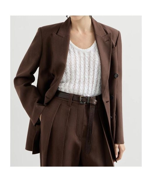 Brunello Cucinelli Brown Double Breasted Blazer