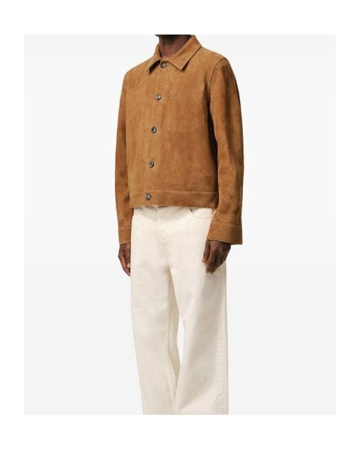 AMI Brown Logo Detailed Button-Up Jacket for men