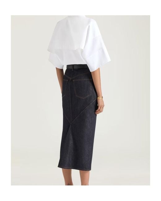 Givenchy Gray Straight Hem Midi Denim Skirt