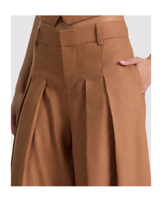Alice + Olivia Brown Alice Olivia Blaire Pleated Pants