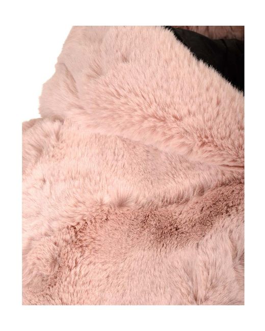 Moose Knuckles Pink Faux-Fur Hooded Gilet