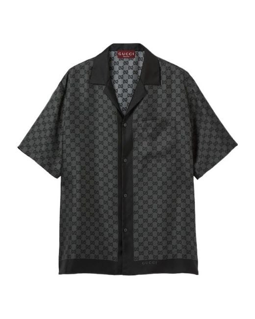 Gucci Black Disco Monogrammed Short-Sleeve Shirt for men