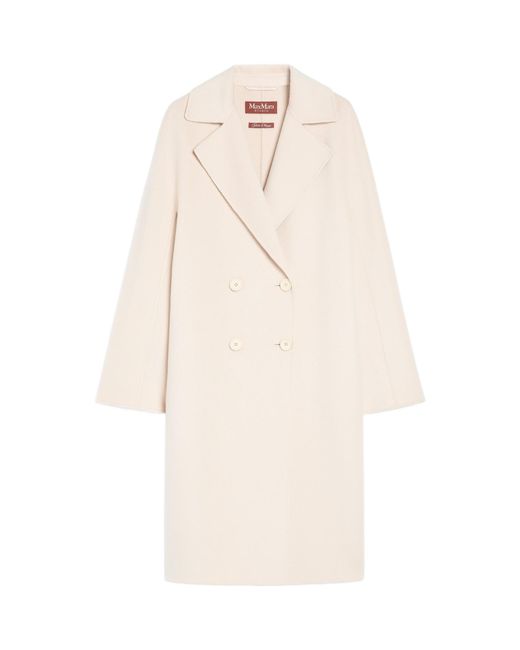 Max Mara Natural Double-Breasted Wool And Cashmere Coat