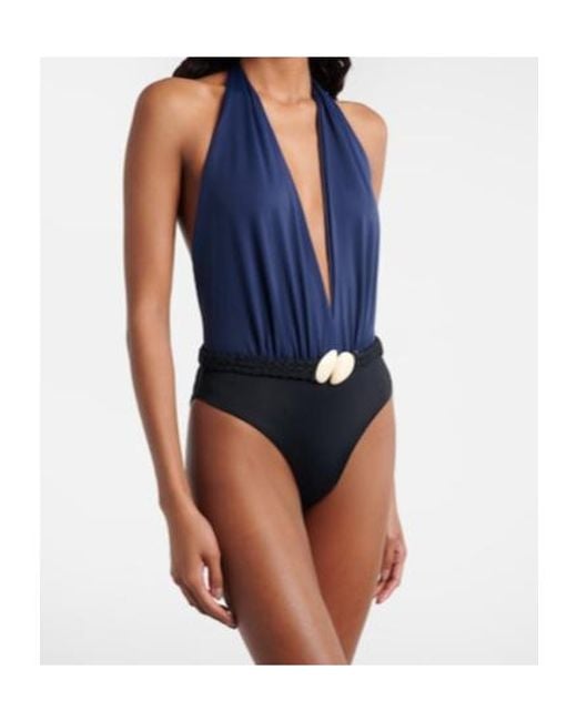 Johanna Ortiz Blue Halterneck Swimsuit