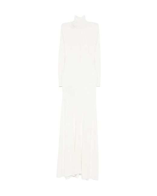 Coperni White Ribbed Maxi Knitted Dress
