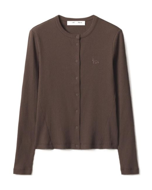 Maison Kitsuné Brown Baby Fox Ribbed Cardigan