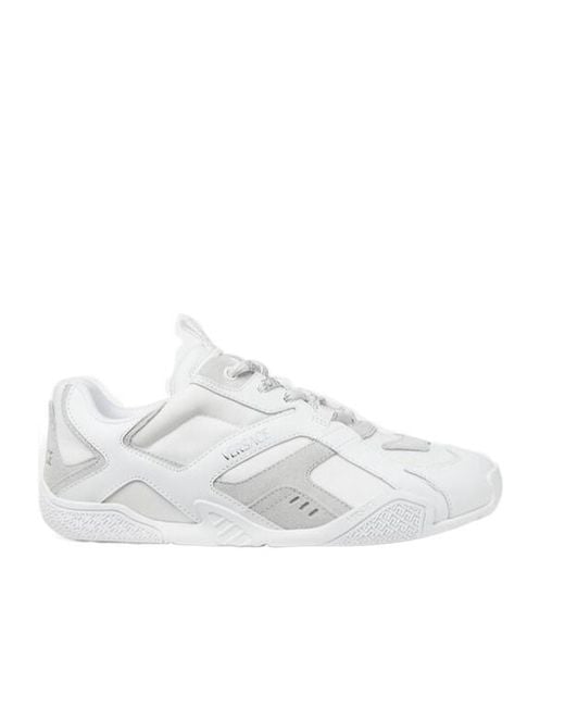 Versace White Galaxia Panelled Lace-Up Sneakers for men