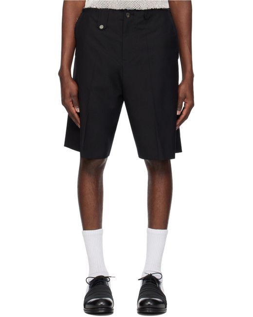 Egonlab Black Raw Edges Tailoring Shorts for men