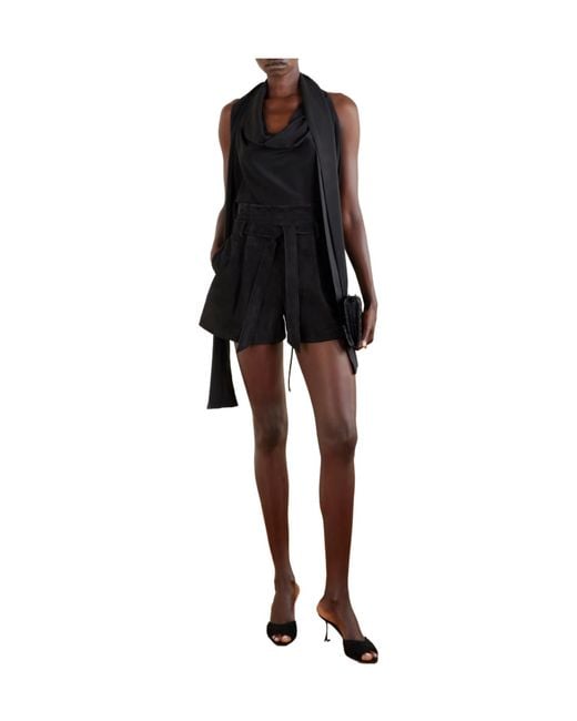 Galvan Black Belted Pleated Suede Shorts
