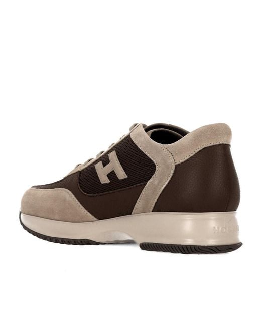 Hogan Brown Round-Toe Sneakers for men