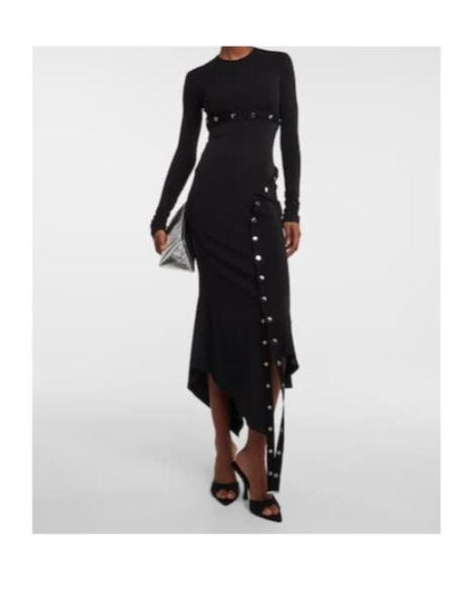 The Attico Black Asymmetric Midi Dress