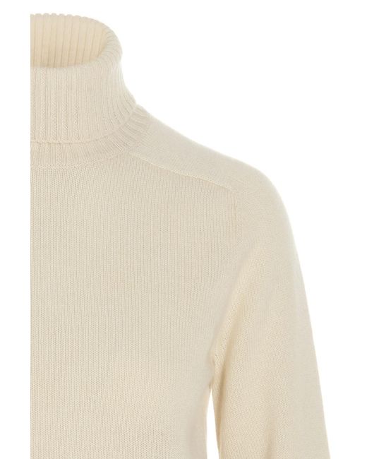 Loro Piana White Long-Sleeved High-Neck Pullover