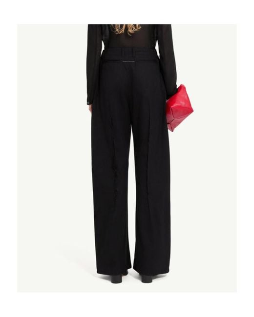 MM6 by Maison Margiela Black Pleated Wide-Leg Pants