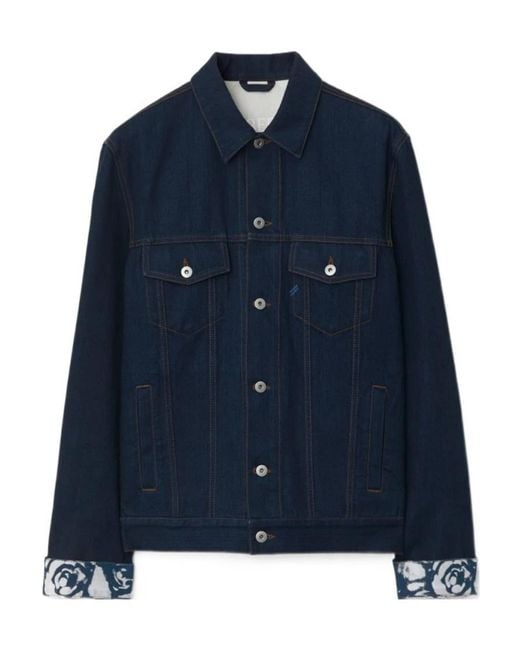 Burberry Blue Cotton Jacket For for men
