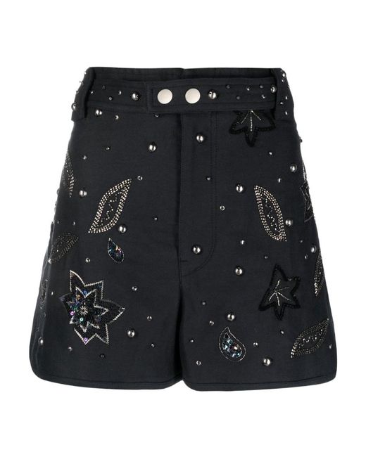 Isabel Marant Black Kayneliae Embroidered Shorts