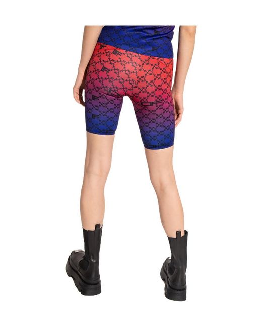 Off-White c/o Virgil Abloh Red Monogram-Print Cycling Shorts