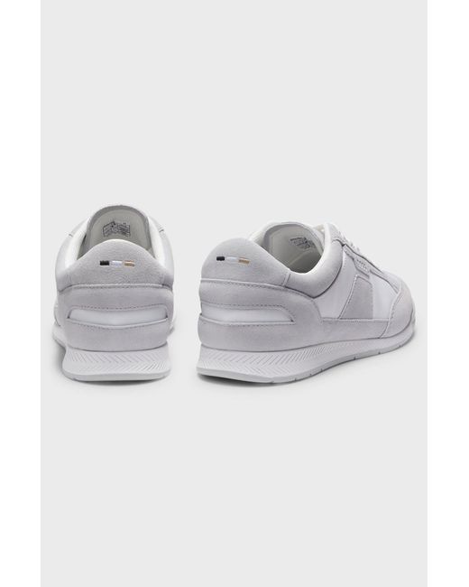 Boss White Lace-Up Low-Top Casual Shoes for men