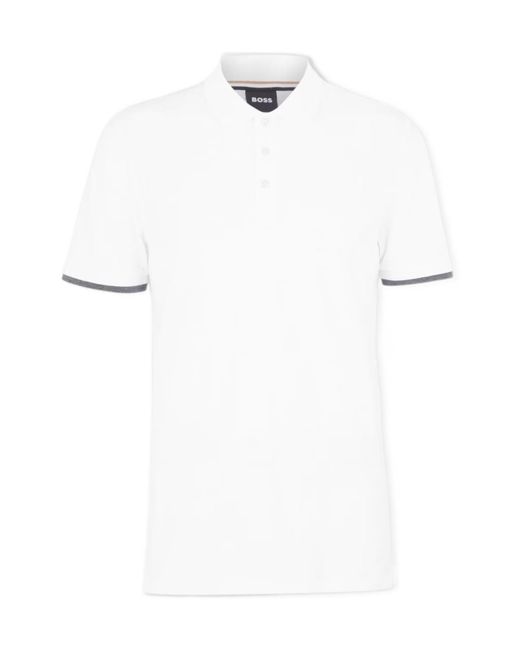 Boss White Logo Short-Sleeve Polo Shirt for men