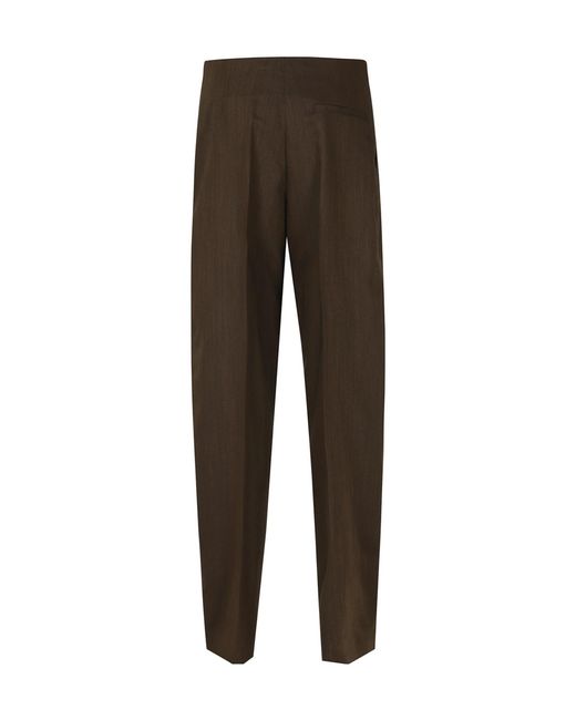 Alberta Ferretti Brown Pleated Wide-Leg Trousers