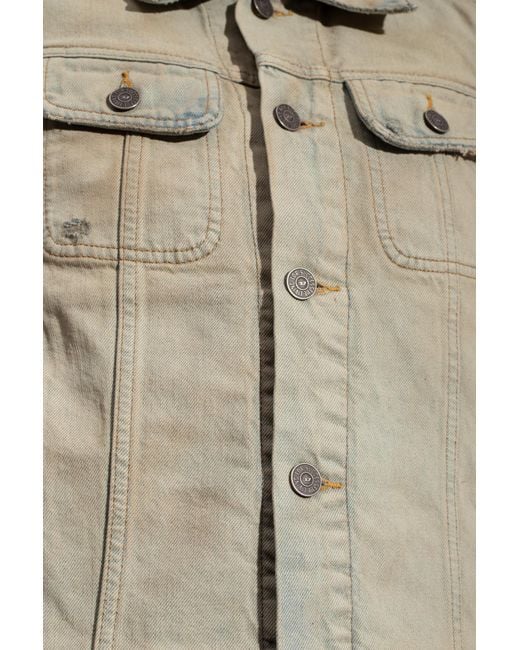 DIESEL White De-Bonny-S1 Frayed-Edge Denim Jacket