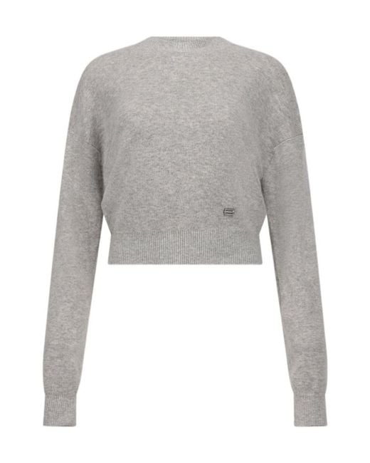 Victoria Beckham Gray Crew Neck Knitted Sweater