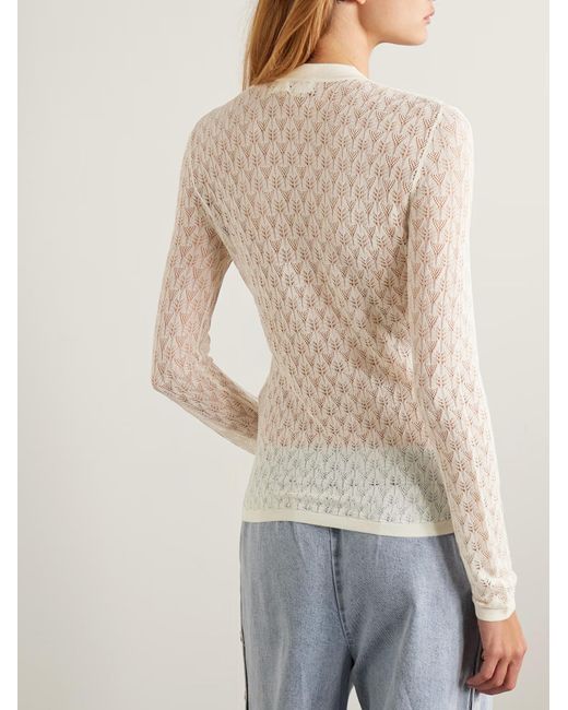 Zimmermann White Openwork Knit Top