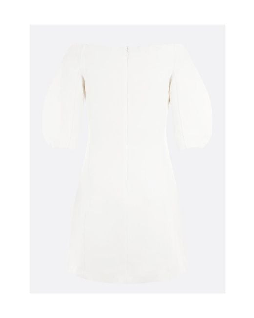 Jil Sander White Ruched Short-Sleeved Mini Dress