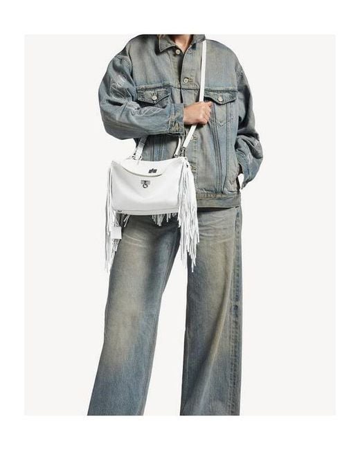 Balenciaga White Rodeo Fringe Detailed Small Handbag