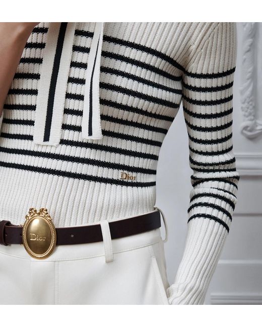Dior White Iviera Marinière Sweater With Sailor Collar