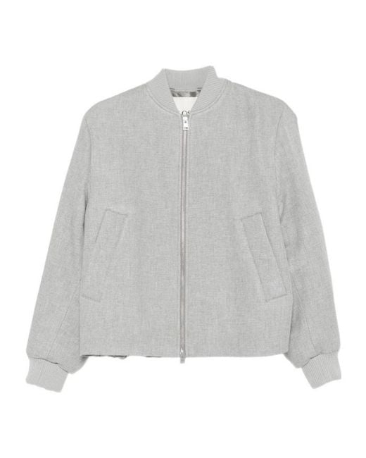 Closed Gray Zip-Up Bomber Jacket