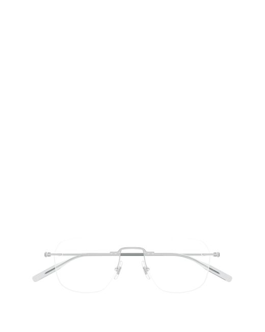 Montblanc White Eyewear Rectangle Frame Glasses for men