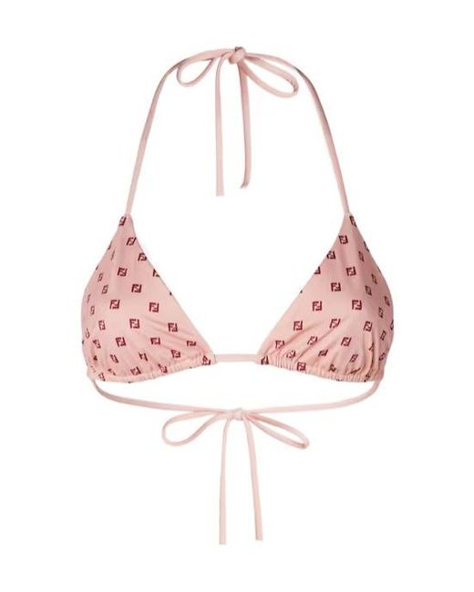 Fendi Women's Pink Foulard Printed Halterneck Bikini Top