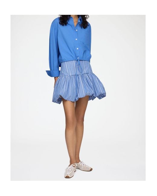 Ganni Blue Organic Cotton Mini Skirt