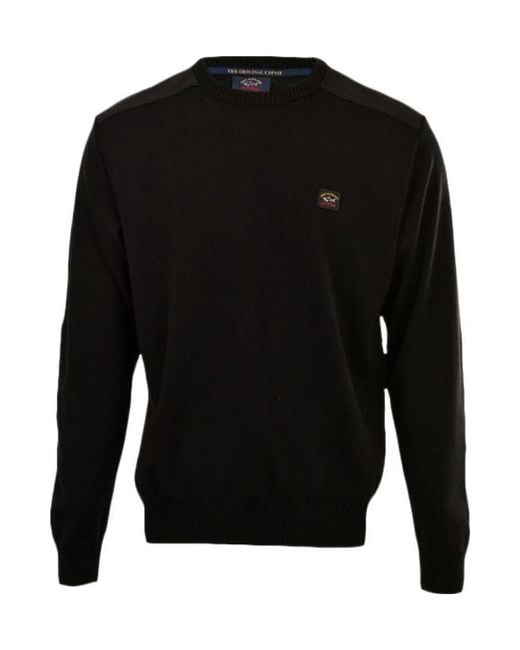 Paul & Shark Black Round-Neck Logo Pullover for men
