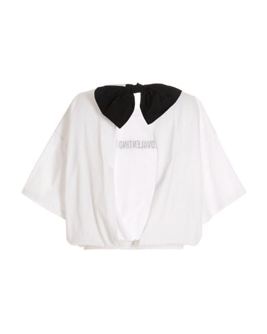 RED Valentino White Logo T-Shirt With Round Neck