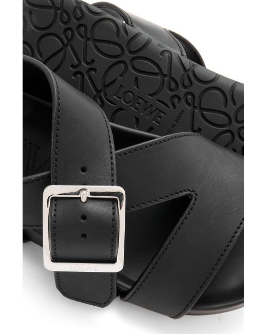 Loewe Black Buckle-Strap Flat Sandals