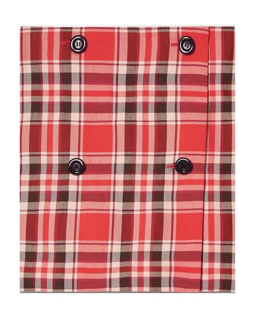 Acne Red Check-Pattern Miniskirt
