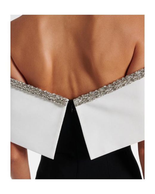 Roland Mouret Black Embellished Off-Shoulder Crêpe Satin Gown